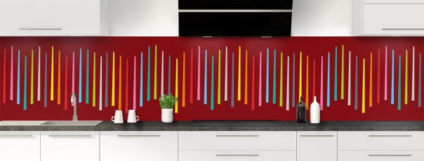 Crédence de cuisine Barres colorées couleur Rouge grenat panoramique motif inversé