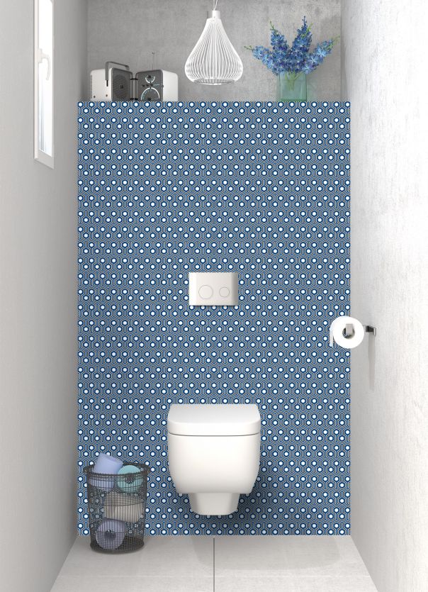 Panneau WC Hexagones  couleur Bleu électrique