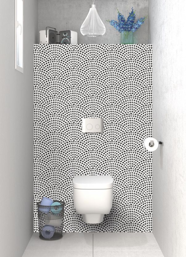 Panneau WC Mosaïque petits cœurs couleur Noir