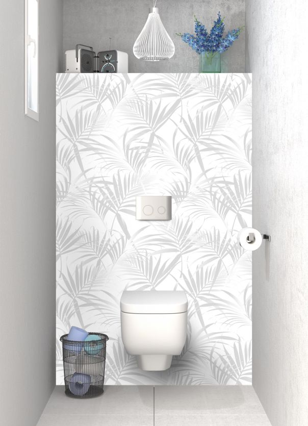 Panneau WC Feuilles tropicales couleur Gris perle