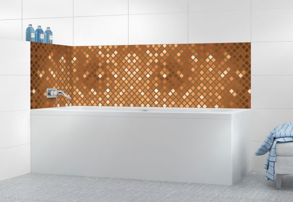 Panneau de bain Diamants brillants couleur Cannelle motif inversé