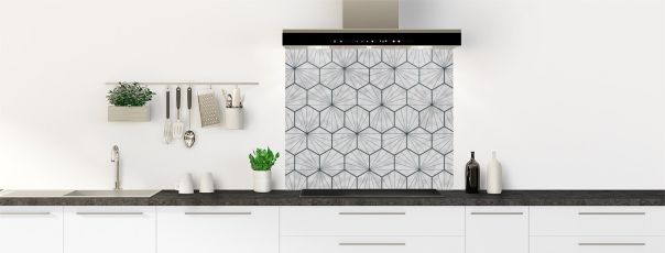 Crédence de cuisine Carreaux de ciment hexagonaux couleur Gris perle fond de hotte