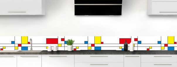 Crédence de cuisine Rectangles Mondrian frise motif inversé