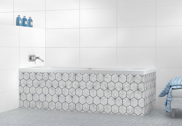 Panneau tablier de bain Carreaux de ciment hexagonaux couleur Gris perle