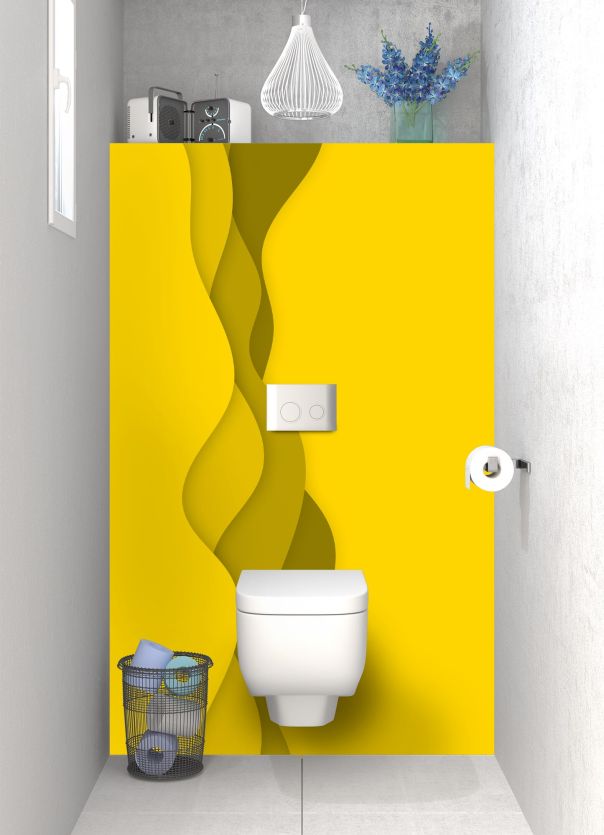 Panneau WC Vagues couleur Mimosa motif inversé