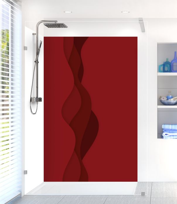 Panneau de douche Vagues couleur Rouge grenat motif inversé