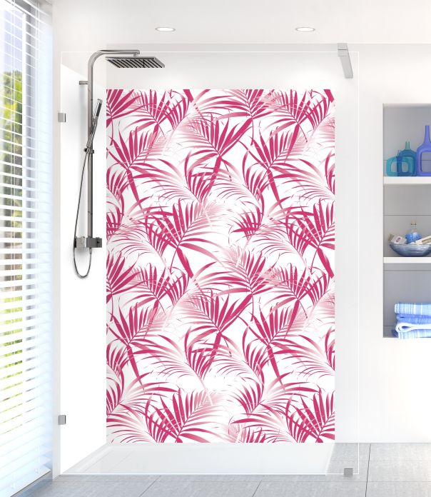 Panneau de douche Feuilles tropicales couleur Saphir rose