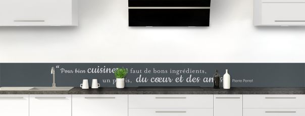 Crédence de cuisine Bien cuisiner couleur Gris anthracite frise