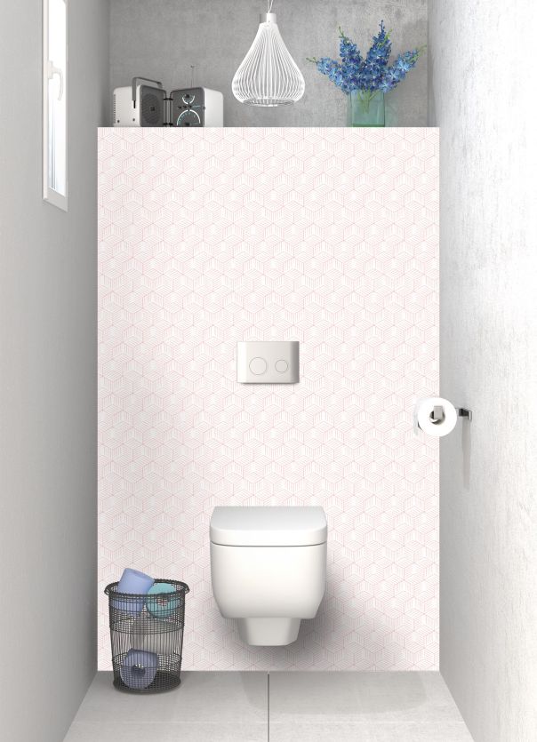 Panneau WC Cubes rayés  couleur Quartz rose