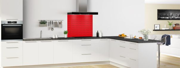 Crédence de cuisine Briques en relief couleur Rouge vermillon fond de hotte en perspective