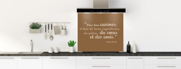Crédence de cuisine Bien cuisiner couleur Cannelle fond de hotte