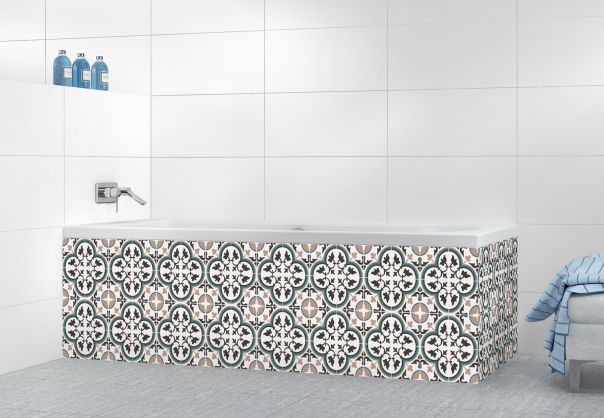 Panneau tablier de bain Carreaux de ciment Riad fond blanc
