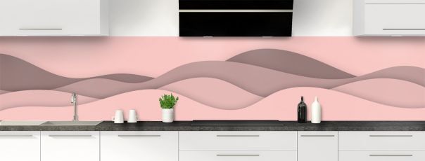 Crédence de cuisine Vagues couleur Quartz rose panoramique motif inversé