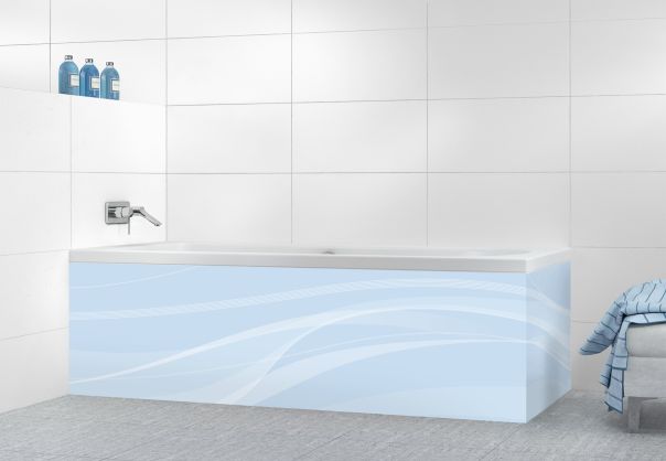 Panneau tablier de bain Voilage couleur Bleu dragée motif inversé