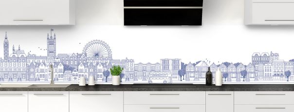 Crédence de cuisine Londres couleur Bleu électrique panoramique