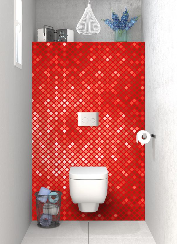 Panneau WC Diamants brillants couleur Rouge vermillon motif inversé