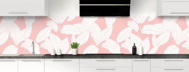 Crédence de cuisine Feuilles couleur couleur Quartz rose panoramique motif inversé