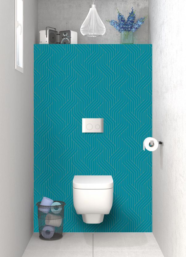 Panneau WC Entrelacs doré couleur Bleu paon