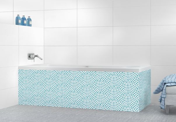 Panneau tablier de bain Mosaïque petits cœurs couleur Bleu paon