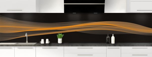 Crédence de cuisine Lignes design couleur Citrouille panoramique