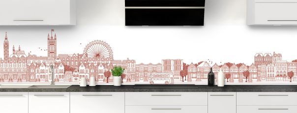 Crédence de cuisine Londres couleur Rouge grenat panoramique