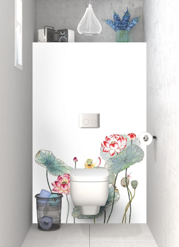 Illustration zen et végétale pour déco de wc personnalisée avec dessin de fleurs de lotus
