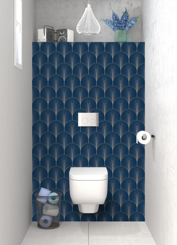 Panneau WC Seigaihas doré couleur Bleu nuit