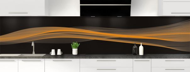 Crédence de cuisine Lignes design couleur Citrouille panoramique motif inversé