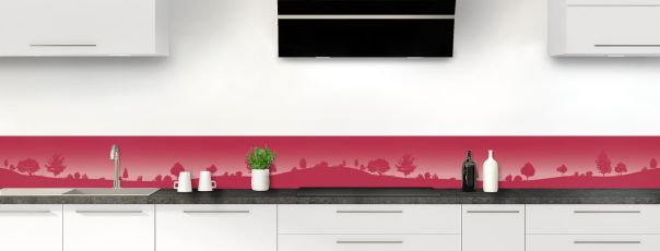 Crédence de cuisine Paysage couleur Rose grenade frise motif inversé