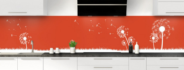Crédence de cuisine Pissenlit au vent couleur rouge brique panoramique motif inversé