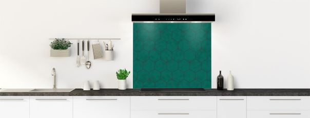 Crédence de cuisine Carreaux de ciment hexagonaux couleur Vert jade fond de hotte