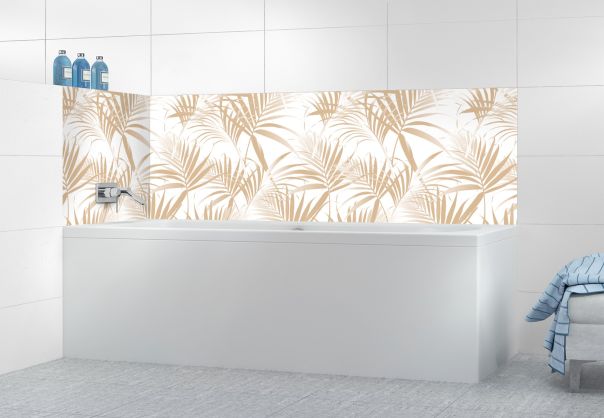 Panneau de bain Feuilles tropicales couleur Coquille d'oeuf