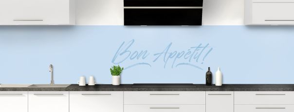 Crédence de cuisine Bon appétit couleur Bleu dragée panoramique
