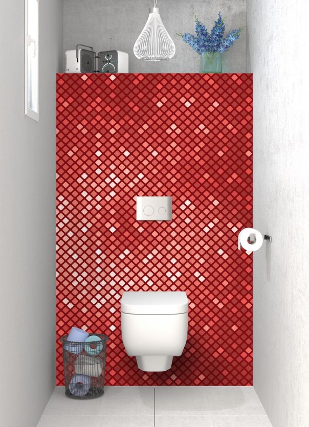 Panneau WC Diamants brillants couleur Rouge grenat motif inversé