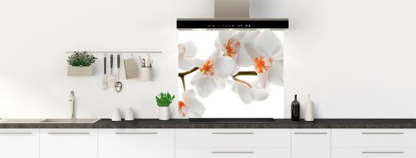 Crédence de cuisine Branche d'orchidée fond de hotte motif inversé