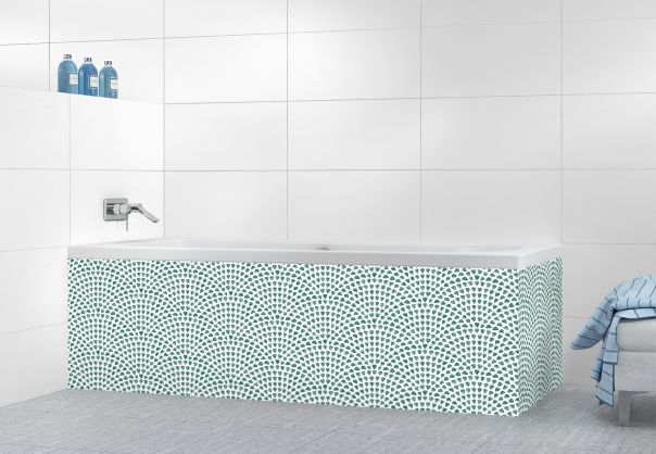 Panneau tablier de bain Mosaïque petits cœurs couleur Vert jade