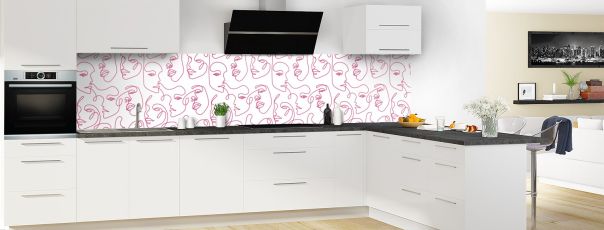 Crédence de cuisine Visages couleur Saphir rose panoramique en perspective