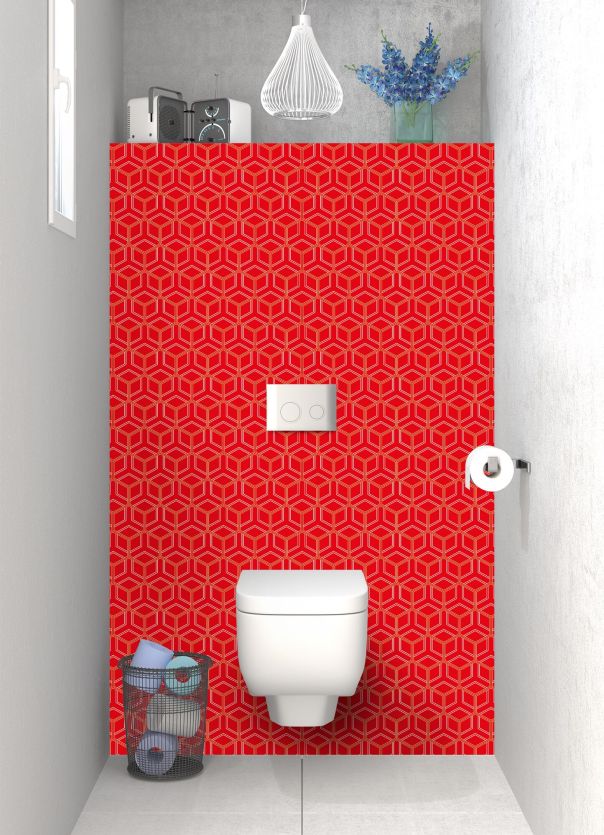 Panneau WC Mailles doré couleur Rouge vermillon