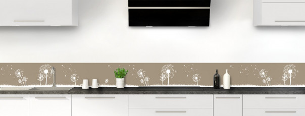 Crédence de cuisine Pissenlit au vent couleur marron glacé dosseret motif inversé
