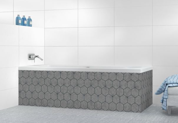 Panneau tablier de bain Carreaux de ciment hexagonaux couleur Gris pierre