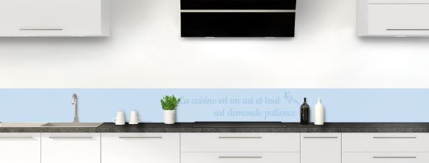 Crédence de cuisine Citation  couleur Bleu dragée frise