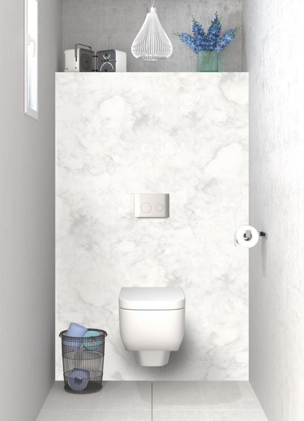 Décor marbre gris clair, effet marbré, sur mesure à coller sur mur arrière des toilettes