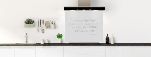 Crédence de cuisine Bien cuisiner couleur Gris perle fond de hotte