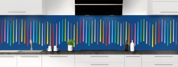 Crédence de cuisine Barres colorées couleur Bleu électrique panoramique motif inversé