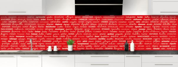 Crédence de cuisine Etapes de recette couleur Rouge vermillon panoramique