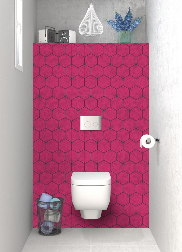Panneau WC Carreaux de ciment hexagonaux couleur Saphir rose