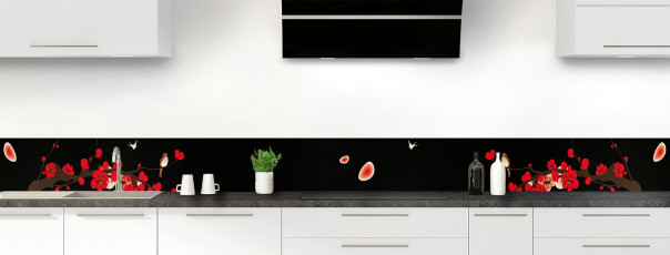 Crédence de cuisine Cerisier japonnais couleur noir dosseret motif inversé