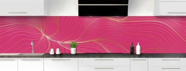 Crédence de cuisine Volupté couleur Saphir rose panoramique motif inversé