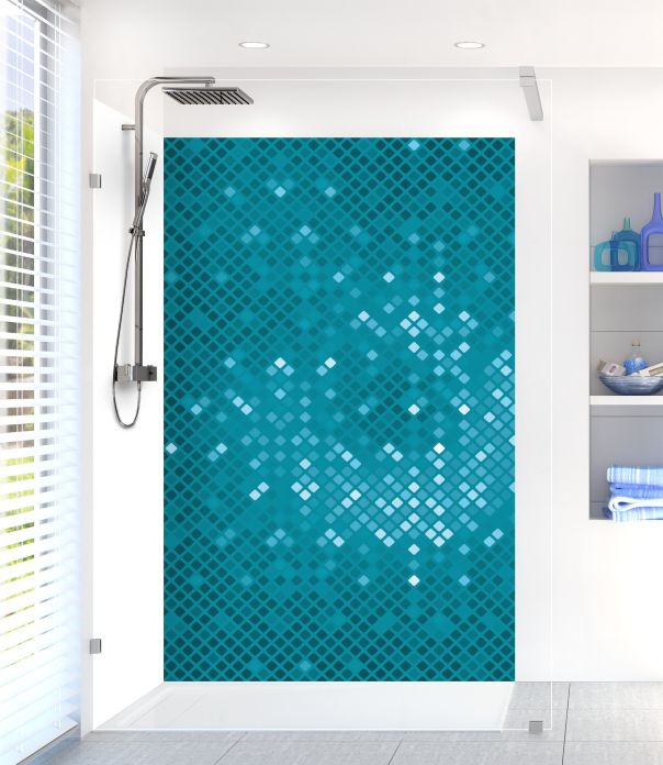Panneau de douche Diamants brillants couleur Bleu paon
