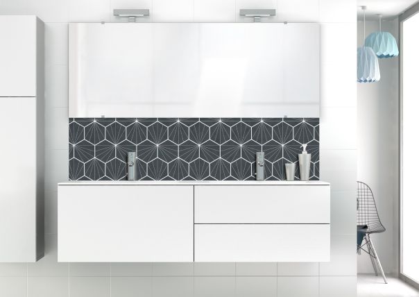 Panneau vasque Carreaux de ciment hexagonaux couleur Gris anthracite